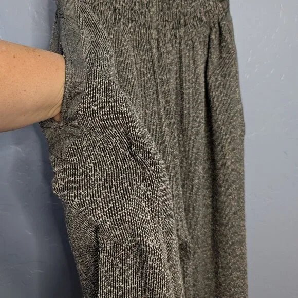 Wide-Leg Cropped Gray Textured Pants Elastic Waistband Pockets XL - Picture 5 of 14